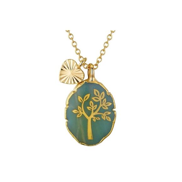 NIB Love This Life® Family Tree Amazonite & Heart Charm Necklace - Picture 1 of 10